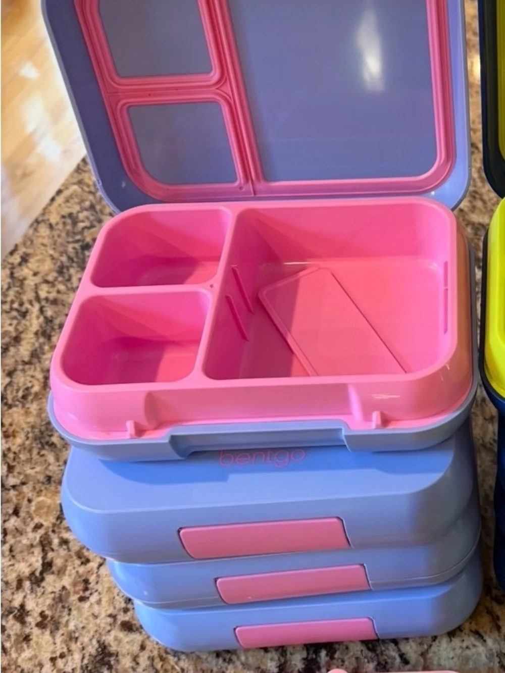 Bentgo Pink & Blue/purple Stackable Bento Lunch Box - 4 Pack & utensil set